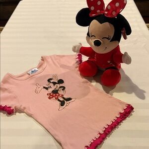 Pink Minnie Mouse Med T-Shirt and Ty Minnie Mouse 14” (from bow to toe) Stuffy